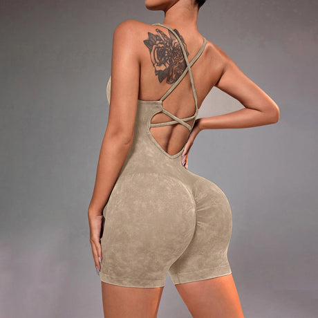 Distressed Washed Yoga Bodysuit for Women - Seamless No Panty Line Strappy Dance Leotard, Vintage Soft Workout Unitard for Gym