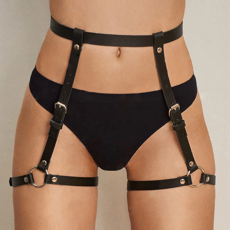 Sexy PU Leather Thigh Garter Belt Buttocks Harness for Women Body Bondage Goth Fetish Clothing Accessories Adult Sex Toy