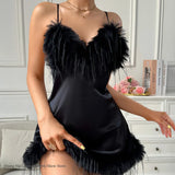 SEXY Nightgown Mujer Lingerie Female Chemise Sleepwear Summer Satin Spaghetti Strap Nightdress Nightwear Loose Homewear Nighty
