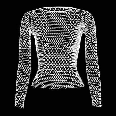 Womens Sexy Mesh Long Sleeve Fishnets Top Sexy Long Sleeved Fishing Net Top Female T-shirts Crop Soft Top