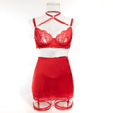 Ellolace Lace Lingeries Sexy Hot Halter Bra Heart g-String Thongs Sissy Erotic Garter Ensemble Exotic Sets Romantic Underwear