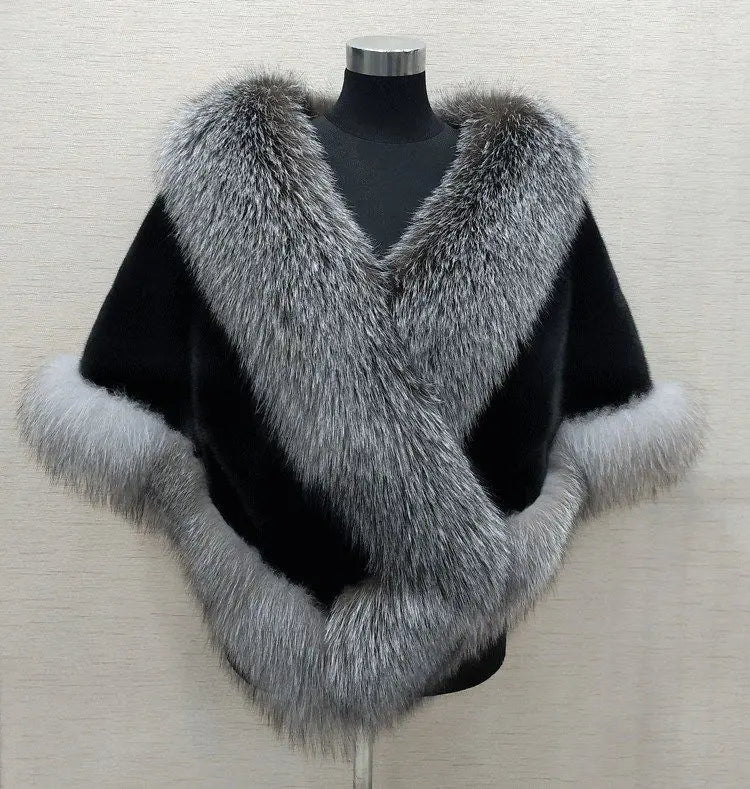 White Fur Shawl Women's  Jacket  Autumn Winter Faux Mink Fox Fur Dress Cheongsam Cloak Coats New 2026 Thicken Warm Short Outwear