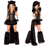 Sexy Christmas Ladies Costume Halloween Cosplay Big Tail Wolf Role Play Party Maid Seduction Santa Claus Gift Womens Uniform