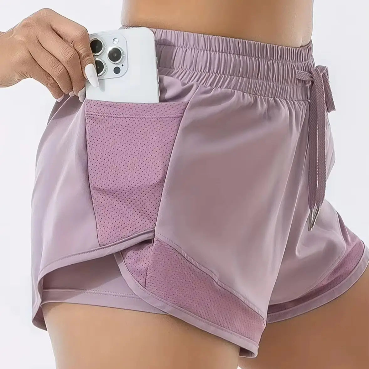 Women High Waist Quick Dry 2‑in‑1 Sports Shorts Anti‑Chafing Liner Running Marathon Yoga Fitness Casual Summer Shorts