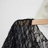 Women's Black Lace Bodysuit Y2k Long Sleeve Sheer Tops Fashion Slim Hollow Out See Through Mesh Blouses Sexy Lingerie Bodysuits