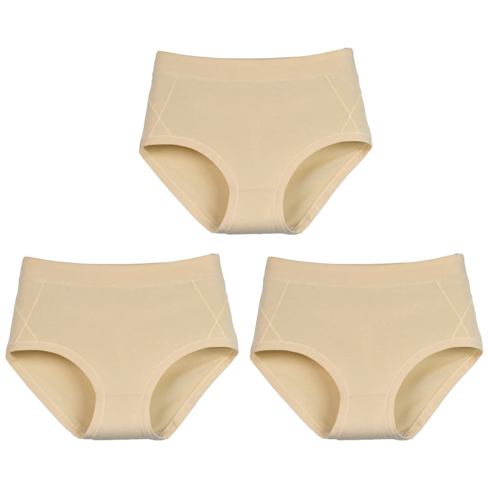 3Pcs Women's Cotton High Waist Panties Underwear Female Large Intimate Lingerie Briefs Woman Underpants Panty Panti New 2025
