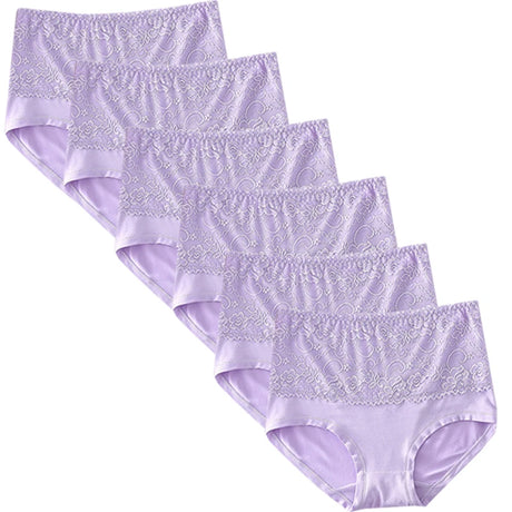 6pcs Women's Panties High Waist Underwear Large Size Fashion Girls Briefs Plus Size Breathable Lace Panty Female Lingerie