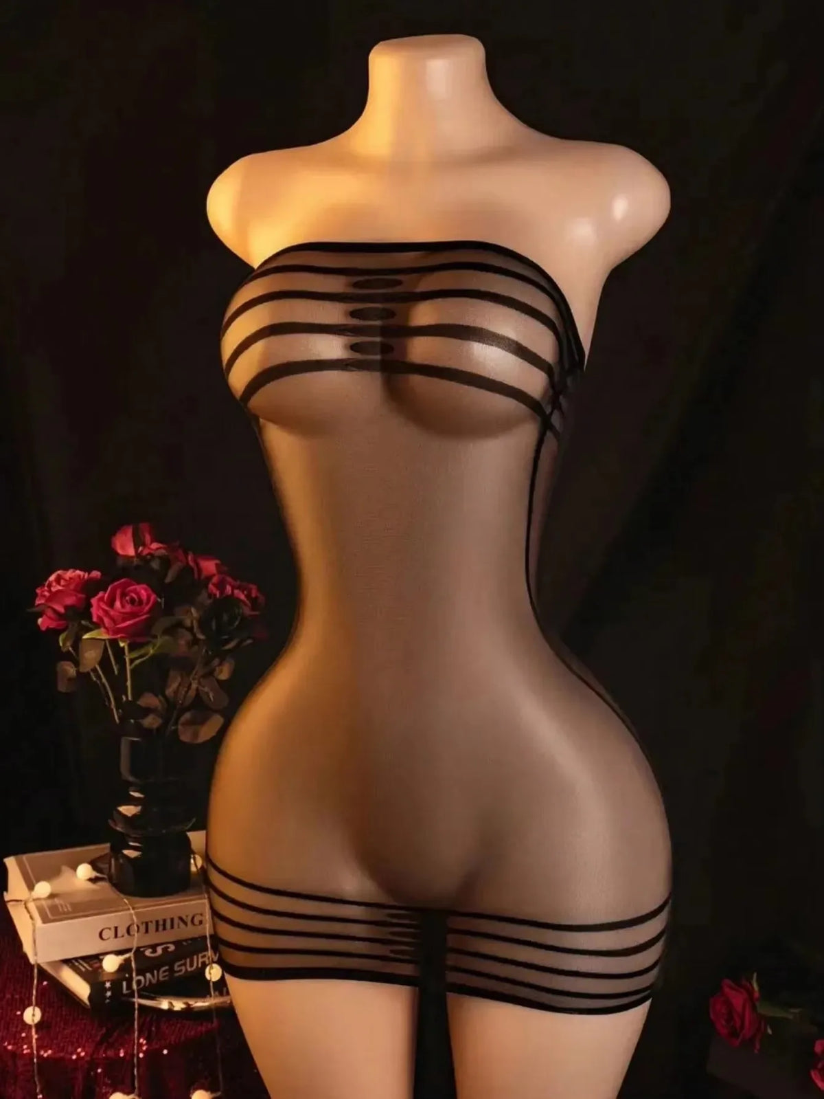 Women Sexy Babydoll Lingerie Bodystockings Cover Up Without Bikini Fishnet Hollow Out Backless Bodysuit See Through Beachwear