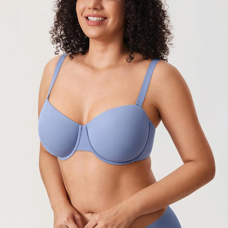 DELIMIRA Women Bras Underwear Push Up Inbarely Plus Balconette Bra Plus Size Full Coverage Seamless Unlined Underwire Bras