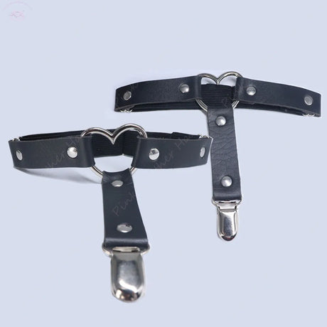 1pc/2pc Punk Metal Tassel Pendant Pink PU Leather Choker Collar Sexy Spiked Neck Strap Clavicle Men Necklaces for Women Gothic