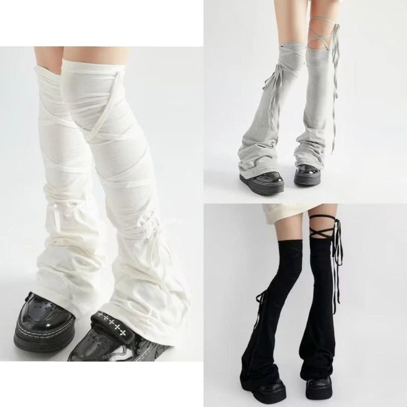 Leg Stockings Black White Gothic Lolita Over Knee High Sock Lolita Over Knee Leg Warmer Over The Knee Horn Shaped Cuffs