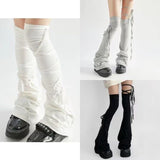 Leg Stockings Black White Gothic Lolita Over Knee High Sock Lolita Over Knee Leg Warmer Over The Knee Horn Shaped Cuffs