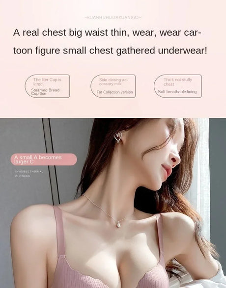 Ultra Thick 6CM Push up Bra for Small Chest Padded No Steel Ring Comfortable Sexy Lift Lingerie Flat Chest Women
