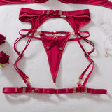 Sexy Strappy Lingerie Set Very Naughty Lingerie Garter Belt Push Up Bra Thong Harness Underwear Women Complete Intimate Outfits