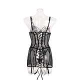 Women Mesh Sheer Lingerie Set Underwire Push Up Lace Back Garter Thong Sexy Bedroom Date Night Honeymoon Party Nightwear