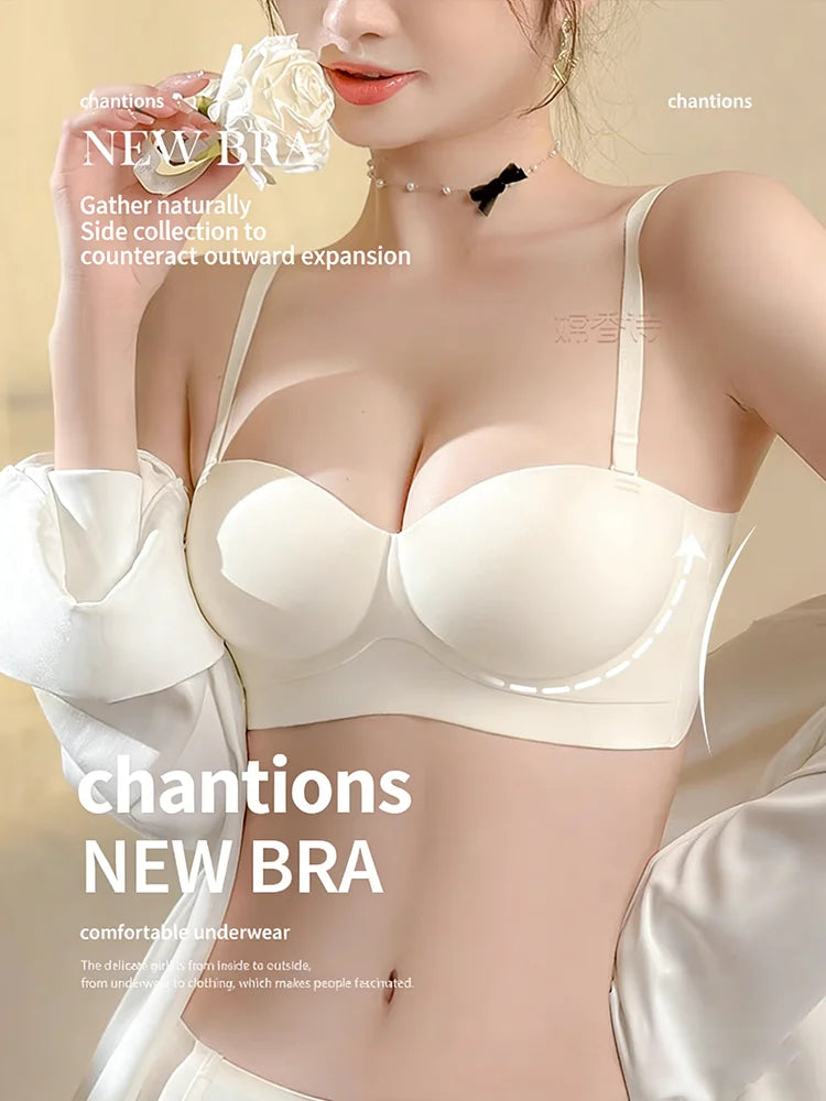 Sexy Seamless Half Cup Push-Up Bra Wire-Free Backless Stick-On Invisible Strapless for Small Breasts Underwear