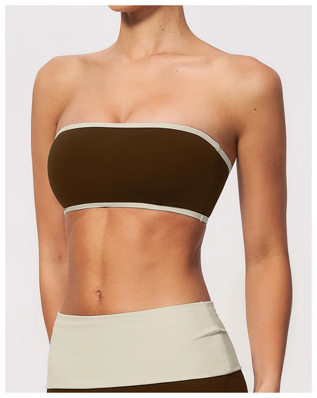 Summer Strapless Sports Bra Color blocked Women Quick-Drying Yoga Bra Women's Tube Top Fitness Chest Wrap Underwear Workout Bras