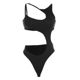 Hollow Out Bodysuit Asymmetrical One-pieces Body Feminino Low Cut Lingerie Sexy Tops Women Rave Outfit Bustier Lenceria Femenina