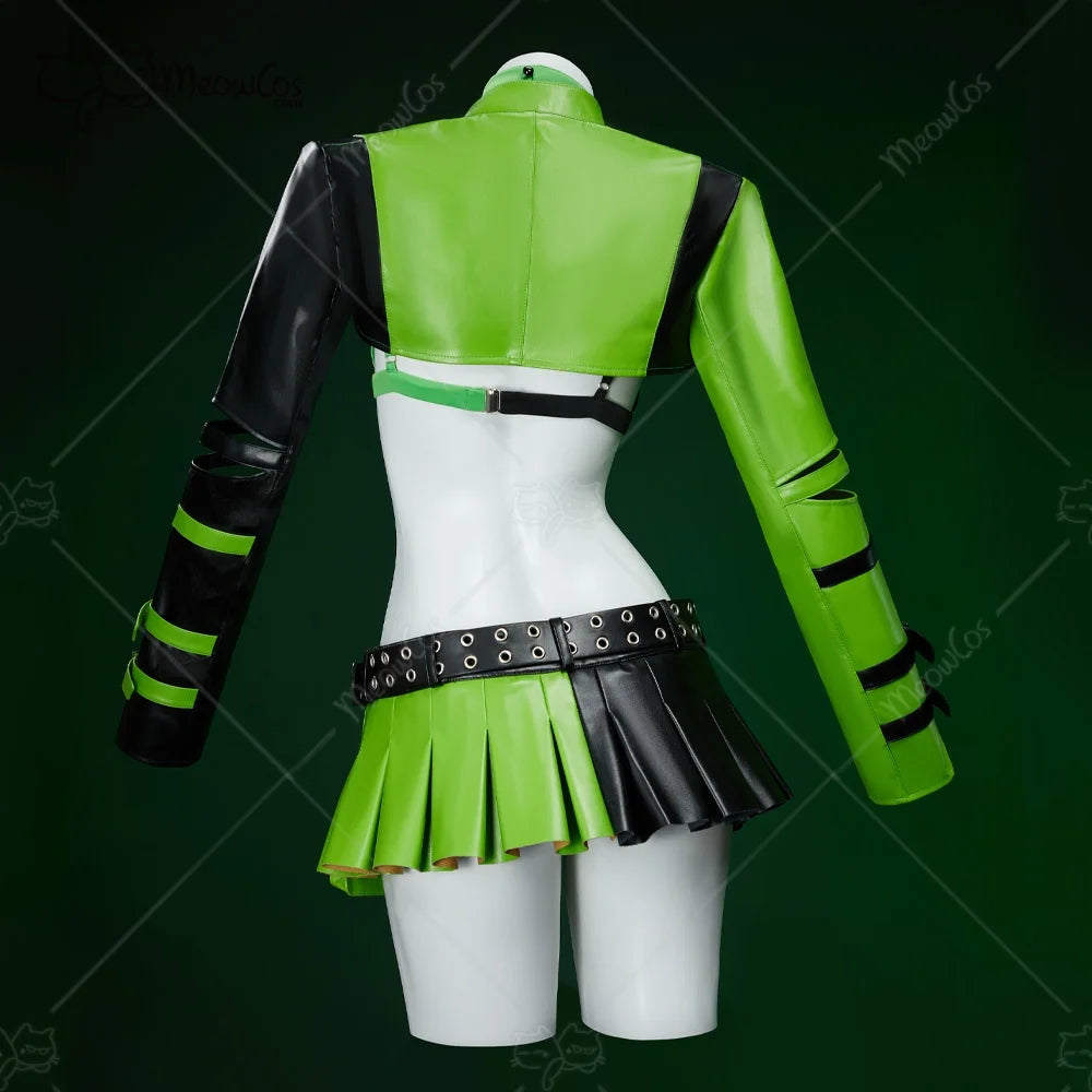 MEOWCOS Women's Anime Top Coat Skirt Set with Choker and Belt Halloween Cosplay Costume