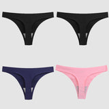 WarmSteps 4PCS/Set Sexy Women Panties Silk Satin Female Thongs Lingerie Soft Cozy Underwear Hot G-Strings Seamless Sports T-Back