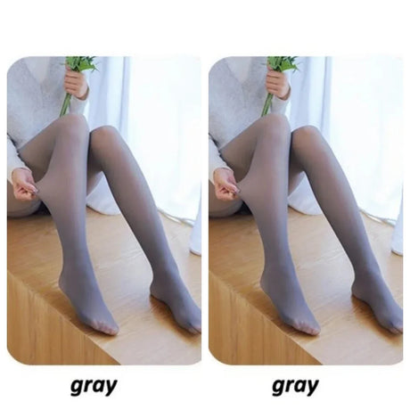 2PCS Plus Size Women's Fleece Warm Winter Tights Leggings Thick Fleece Panty Fake Translucent Pantyhose Thermal Stockings Woman