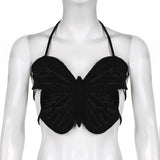 Hot Butterfly Jeans Crop Top Backless Strap Camis Sexy Lingerie Bow Bra Women Beach Mini Vest Butterfly Tank Tops Party Clubwear