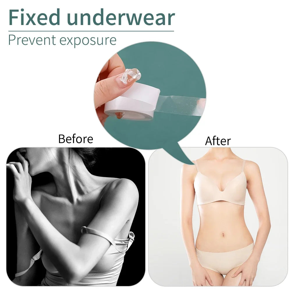 Double Sided Body Tape Self-Adhesive Bra Clothes Dress Shirt Secret Sticker Clear Lingerie Tape Anti-naked Invisible Chest Patch