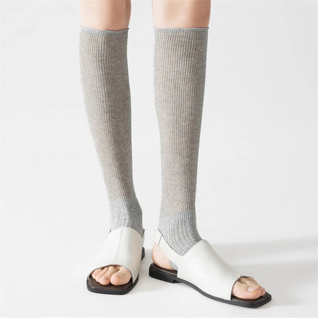Women's Socks High New Summer Fashion Stockings Basic Women Leg Warmers Japanese Style Cotton Thin Girls Knee Socks Simple Long