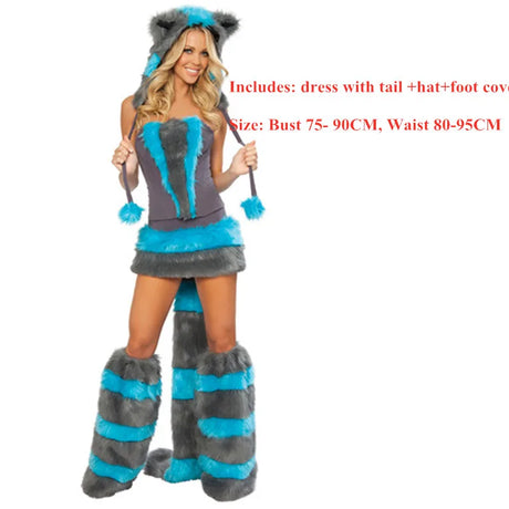Adult Sexy Furry Animal Costume For Women Animal Costumes Halloween Carnival Rabbit Wolf Fox Cat Cosplay Furry Costumes Outfits