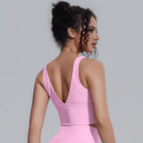 Women Summer Yoga Bra Underwear Shockproof Bra Sports Running Beautiful Back V Shaped Fitness Yoga Tank Top Bra with Chest Pad ﻿
