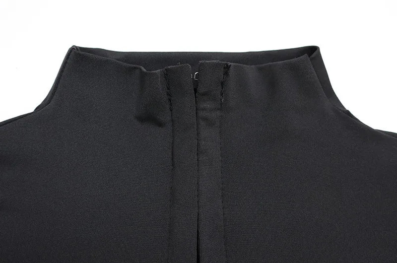Sexy Black Hollow Out Mini Dress Fashion Women's Turtleneck Short Sleeve High Waist Slim Dresses Lady Evening Club Fashion Robes