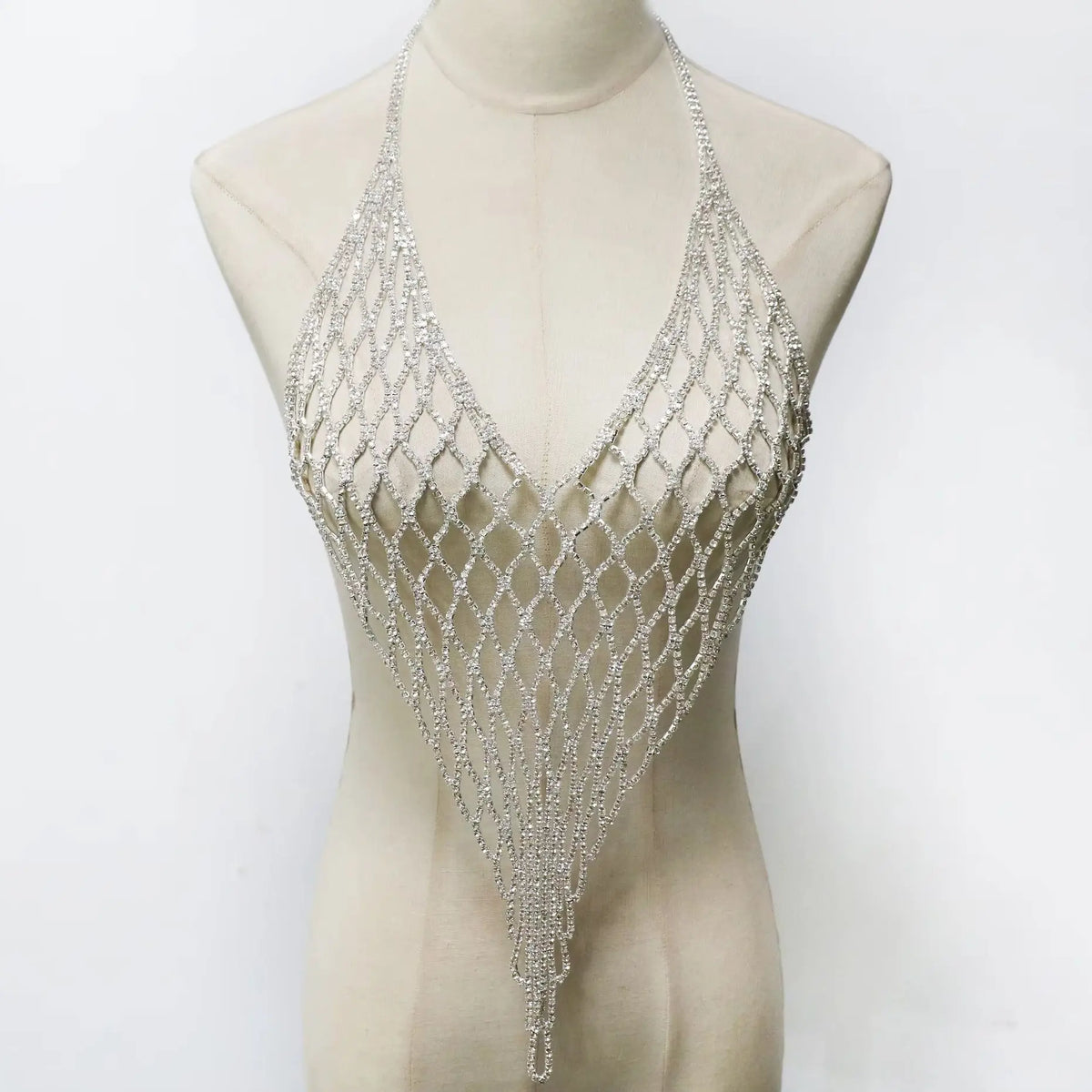 Sexy Sparkly Tassel Chest Chain Mesh Tassel Body Harness Chest Chain Bra Top Rhinestone Lingerie Bikini Sexy Body Jewelry Gift
