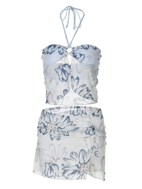 Sexy Spicy Girl Printed Neck Hanging Vest with Camisole Women's Summer High-end Feeling Light Luxury Pure Desire Style Short Top