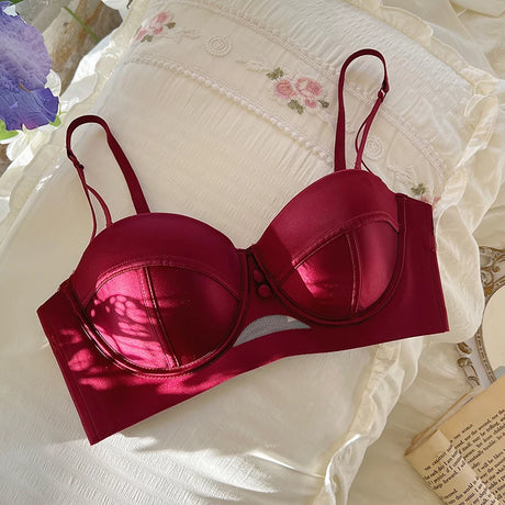 MOYISU Red Push Up Bra Set VS Style Sexy Minimizer Lingerie Wirefree Enhances Small Chest Vintage Retro Zodiac Gift Panty & Ste