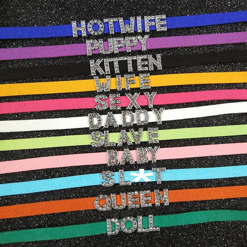 Sexy Bad Words All Holes Open Letters Choker Necklace Women Men Suggestive Adult Chocker Collar Cosplay Custom Jewelry Gift