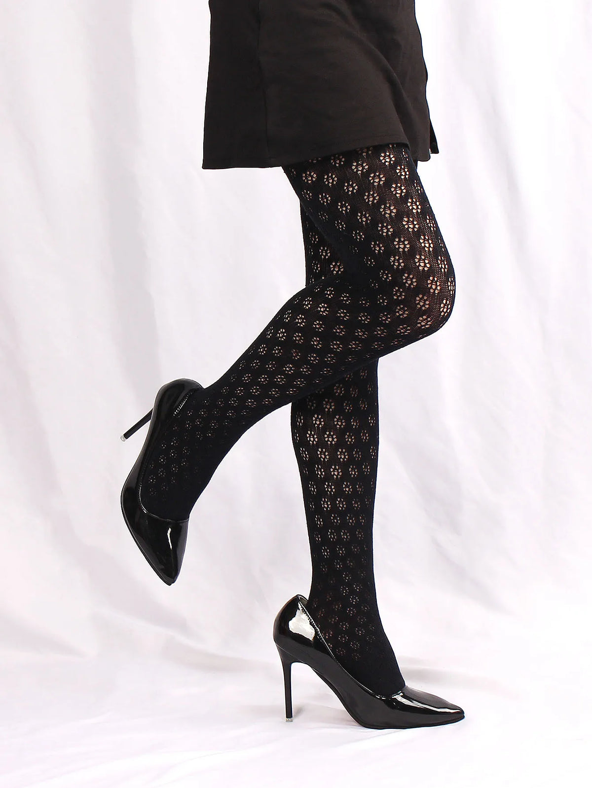 Retro Hollow Out Dot Round Floral Women's Pantyhose Thin Sexy Mesh Breathable Hottie Slim Fit Tights