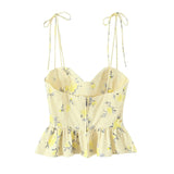Chic Elegant Corset Top Backless Short Cami Tops New 2026 Summer Fashion Floral Printed Sexy Party Night Tops