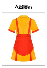 Halloween Girl Party Wear Max Caroline Waitress Maid Dress Cos with Apron S M L XL 2 Broke Girls Cosplay Dress Costumes for