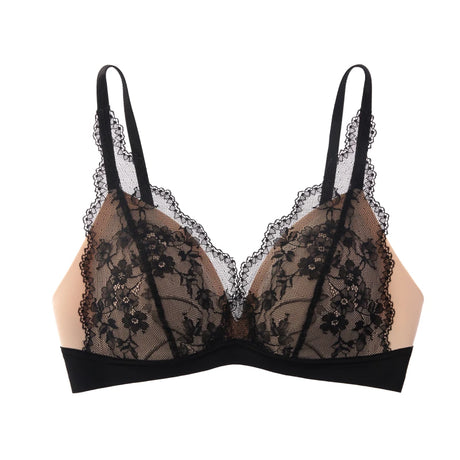 SUJIIN Sexy Wireless Lace Bras for Women Summer Push Up Plunge Deep V Small Chest Bra Lady French Breathable Lingeries MX326