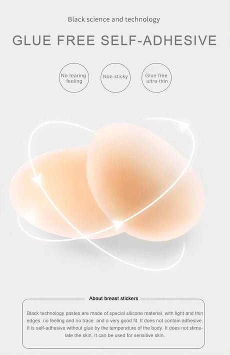 Non Adhesive Body Nipple Covers Reusable Silicone Nipple Pasties No Show Breast Petals Invisible Chest Stickers Boob Tape