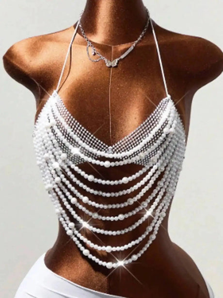 Sexy Metal Rhinestone Corset Crop Top Women Summer Club Party tops Woman Clothing See through Beach Halter Tank Top Streetwear