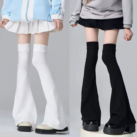Leg Stockings Black White Gothic Lolita Over Knee High Sock Lolita Over Knee Leg Warmer Over The Knee Horn Shaped Cuffs