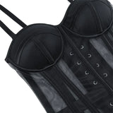 WSHKING Overbust Corset With Bra Korset Woman Strapless Bustier Top Mesh Women Lingerie Black White Sexy Lingerie