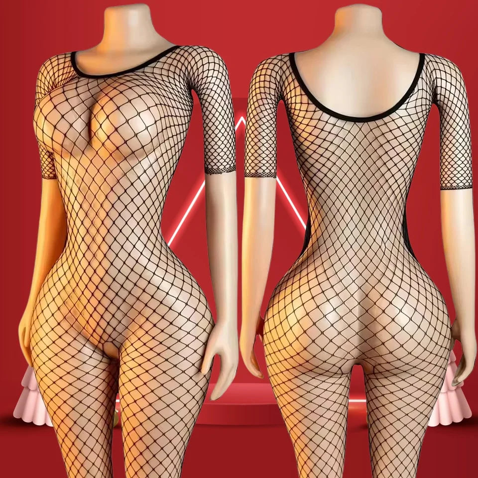 Women Sexy Babydoll Lingerie Bodystockings Cover Up Without Bikini Fishnet Hollow Out Backless Bodysuit See Through Beachwear