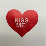 20pcs Red Heart Kiss Me Shape Self-Adhesive Disposable Satin Nipple Covers for Women Breast Pasties Stickers for Strapless Cloth