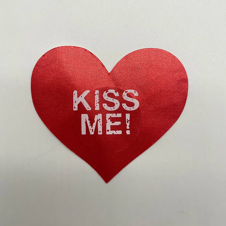 20pcs Red Heart Kiss Me Shape Self-Adhesive Disposable Satin Nipple Covers for Women Breast Pasties Stickers for Strapless Cloth