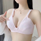Cotton Maternity Nursing Bra Wire Free Open Breast Design Open Breast Bra Plus Size Sleep Underwear Cotton Wire Free Bra