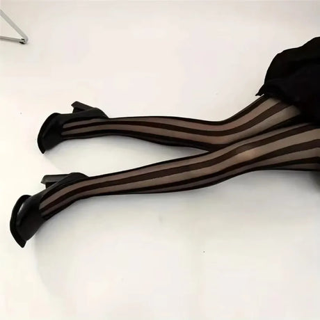 Women's Vintage Sexy Sheer Wide Vertical Stripe Pantyhose Tights Retro Classic Hosiery for Fashionable Look