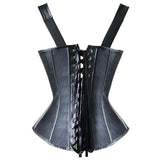 Faux Leather Harness Court Shaper Overbust Corselet Women Sexy Buckled Bustier Waist Trainer Vest Corset Overbust