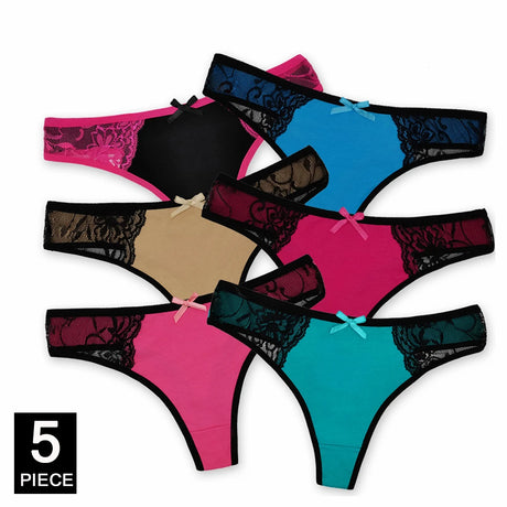 Ladies Sexy Lace Panties Women Thongs Breathable Low Waist Fashion G Strings Hollow Transparent Underwear Lingerie 5 pcs/lot